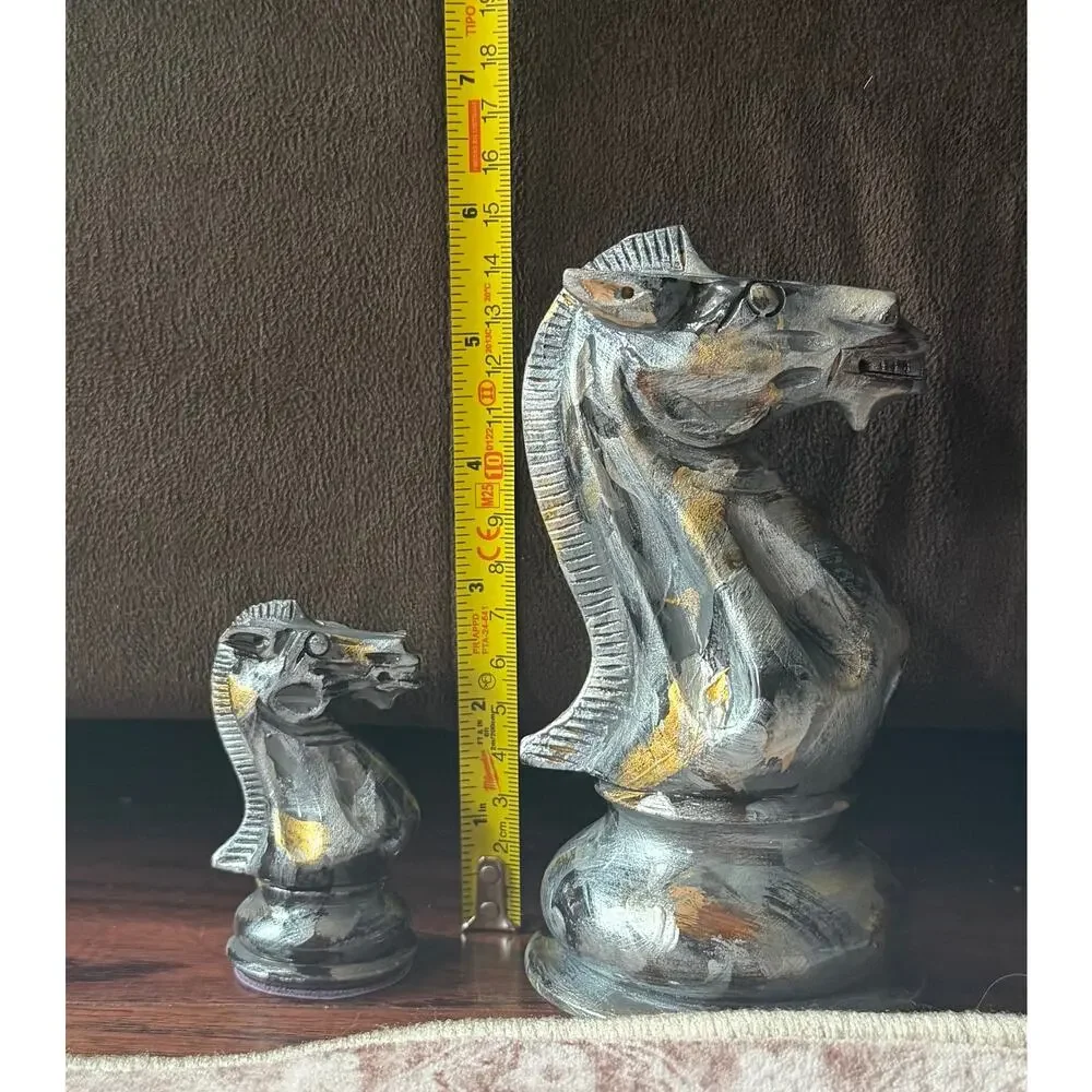 $1795 Purling London x Olivia Pilling Silver Knight Chess Art 15cm+Mini Rare Set